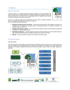 i-Tree Eco What Is i-Tree Eco? i-Tree Eco version 6 is a flexible software application designed to use data collected in the field from single trees, complete inventories, or randomly located plots throughout a study are