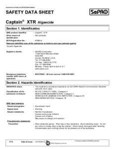 Conforms to HazCom 2012/United States  SAFETY DATA SHEET Captain® XTR  Algaecide