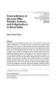 Contradictions in the Last Mile: Suicide, Culture, and E-Agriculture in Rural India