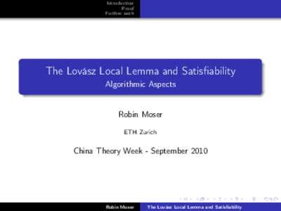 The Lovász Local Lemma and Satisfiability - Algorithmic Aspects