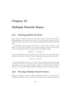 Chapter 12 Multiple Particle States 12.1