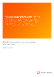THE BOOK SELECTION PROCESS FOR THE  BOOK CITATION INDEX