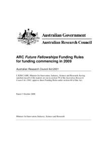 ARC Future Fellowships Funding Rules