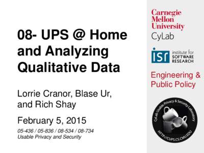 08- UPS @ Home and Analyzing Qualitative Data Engineering & Public Policy