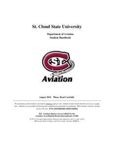 St. Cloud State University Department of Aviation Student Handbook August 2010