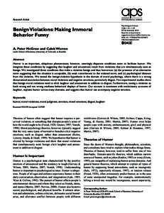 Research Article  Benign Violations: Making Immoral Behavior Funny  Psychological Science