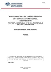 Folio 25  INVESTIGATION INTO THE ALLEGED DUMPING OF ZINC COATED (GALVANISED) STEEL EXPORTED FROM THE PEOPLE’S REPUBLIC OF CHINA, THE REPUBLIC
