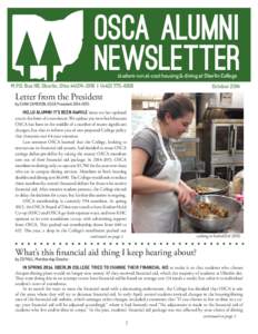 OSCA Alumni Newsletter student-run at-cost housing & dining at Oberlin College M.P.O. Box 118, Oberlin, Ohio | (