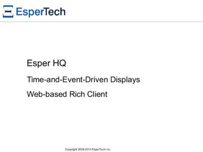 Esper HQ Time-and-Event-Driven Displays Web-based Rich Client CopyrightEsperTech Inc.