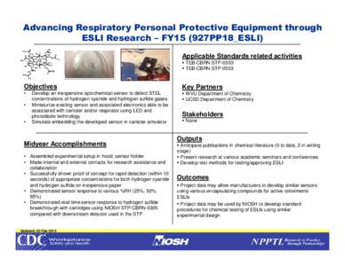 Advancing Respiratory Personal Protective Equipment through ESLI Research –FY15 (927PP18_ESLI)