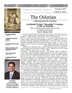 AMERICAN OSLER SOCIETY  November 2015 Volume 16  Issue 3