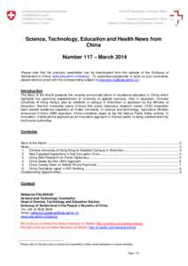 Science, Technology and Education News from China - Number[removed]March 2014