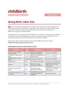 FACT SHEET  Giving Birth: Labor Pain T