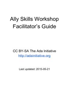      Ally Skills Workshop  Facilitator’s Guide   