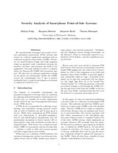 Security Analysis of Smartphone Point-of-Sale Systems WesLee Frisby Benjamin Moench  Benjamin Recht