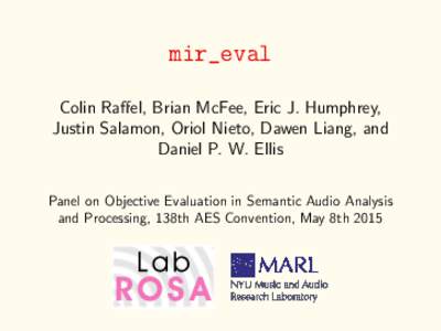 Mirex / Evaluation / Algorithm / Computational linguistics / Natural language processing / Academia / Mathematics