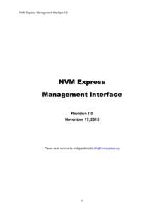 NVM Express Management Interface 1.0  NVM Express Management Interface Revision 1.0 November 17, 2015
