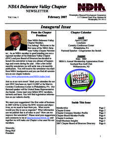 NDIA Delaware Valley Chapter NEWSLETTER Vol. 1 no. 1 February 2007