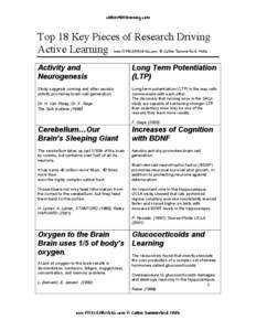 [removed]  Top 18 Key Pieces of Research Driving Active Learning www.FIT4LEARNING.com © Cathie Summerford 2006 Activity and Neurogenesis
