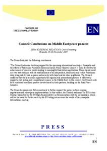 EN  COUNCIL OF THE EUROPEAN UNION  Council Conclusions on Middle East peace process