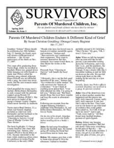 National Organization of  Parents Of Murdered Children, Inc. Spring 2018 Volume 36, Issue 1