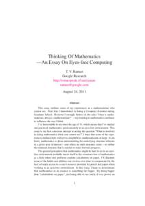 Thinking Of Mathematics ---An Essay On Eyes-Free Computing