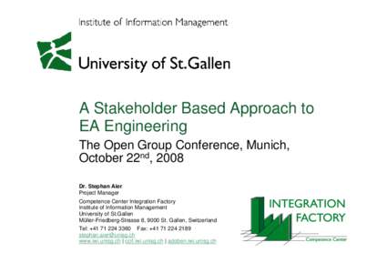 A Stakeholder Based Approach to EA Engineering