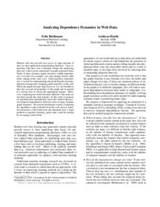 Analysing Dependency Dynamics in Web Data Felix Bießmann Andreas Harth  Department Machine Learning