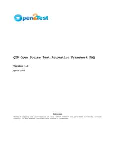 QTP Open Source Test Automation Framework FAQ