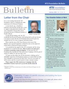 ATS Foundation Bulletin  Summer 2015 | Vol. 12, No. 01 Letter from the Chair