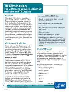 TB Elimination  The Difference Between Latent TB Infection and TB Disease What is TB? Tuberculosis (TB) is a disease caused by a