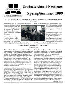 Graduate Alumni Newsletter  Spring/Summer 1999