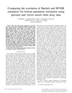 Comparing the resolution of Bartlett and MVDR estimators for bottom parameter estimation using pressure and vector sensor short array data