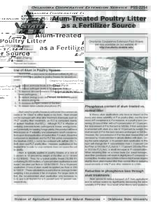 Oklahoma Cooperative Extension Service  PSS-2254 Alum-Treated Poultry Litter as a Fertilizer Source