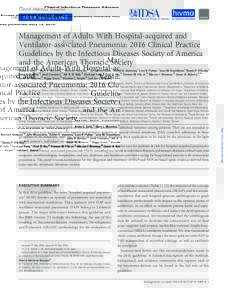 Management of Adults With Hospital-acquired and Ventilator-associated Pneumonia: 2016 Clinical Practice Guidelines by the Infectious Diseases Society of America and the American Thoracic Society