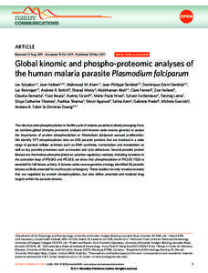 ARTICLE Received 12 Aug 2011 | Accepted 19 Oct 2011 | Published 29 Nov 2011 DOI: [removed]ncomms1558  Global kinomic and phospho-proteomic analyses of