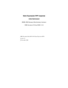 Gene Expression RFP response Initial Submission EMBL-EBI (European Bioinformatics Institute) OMG document # lifesciOMG Document lifesciGene Expression RFP)