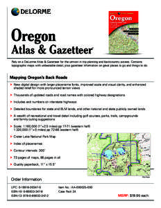 DE LORME  Oregon  Atlas & Gazetteer