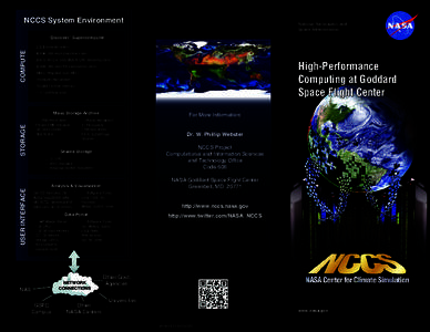 NCCS System Environment  National Aeronautics and Space Administration  “Discover” Supercomputer