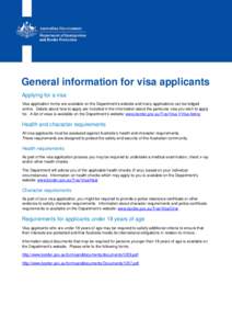 General information for visa applicants