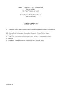 BODY COMPOSITION ASSESSMENT FROM BIRTH TO TWO YEARS OF AGE IAEA Human Health Series No. 22 (STI/PUB/1550)