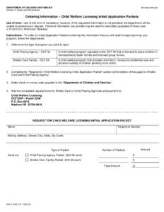 Ordering Information - Inquiry Packets, DCF-F-CFS2022