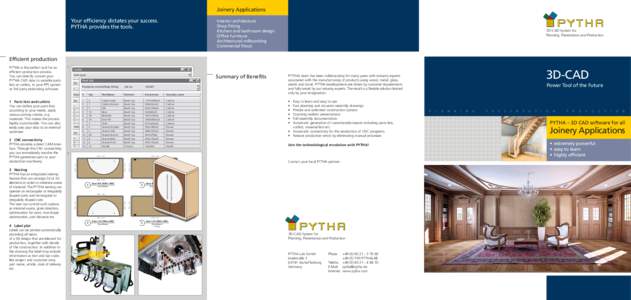 Joinery Applications Your efficiency dictates your success. PYTHA provides the tools. Interior architecture Shop fitting
