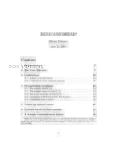 BEND AND BREAK∗ Olivier Debarre June 25, 2007 Contents 1 Rational curves