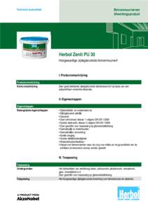 Binnenmuurverven Afwerkingsproduct Technisch productblad  Herbol Zenit PU 30