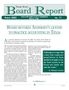Board Report Texas State AugustTEXAS ST
