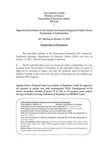Government of India Ministry of Finance Department of Economic Affairs PPP Cell …. Empowered Institution for the Scheme for Financial Support to Public Private