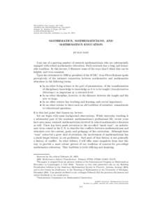 BULLETIN (New Series) OF THE AMERICAN MATHEMATICAL SOCIETY Volume 42, Number 4, Pages 417–430 SArticle electronically published on June 23, 2005