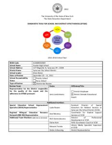 2833  The University of the State of New York The State Education Department DIAGNOSTIC TOOL FOR SCHOOL AND DISTRICT EFFECTIVENESS (DTSDE)