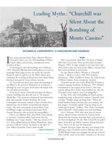 Leading Myths: “Churchill was Silent About the Bombing of Monte Cassino” RICHARD M. LANGWORTH • A DISCUSSION AND SOURCES